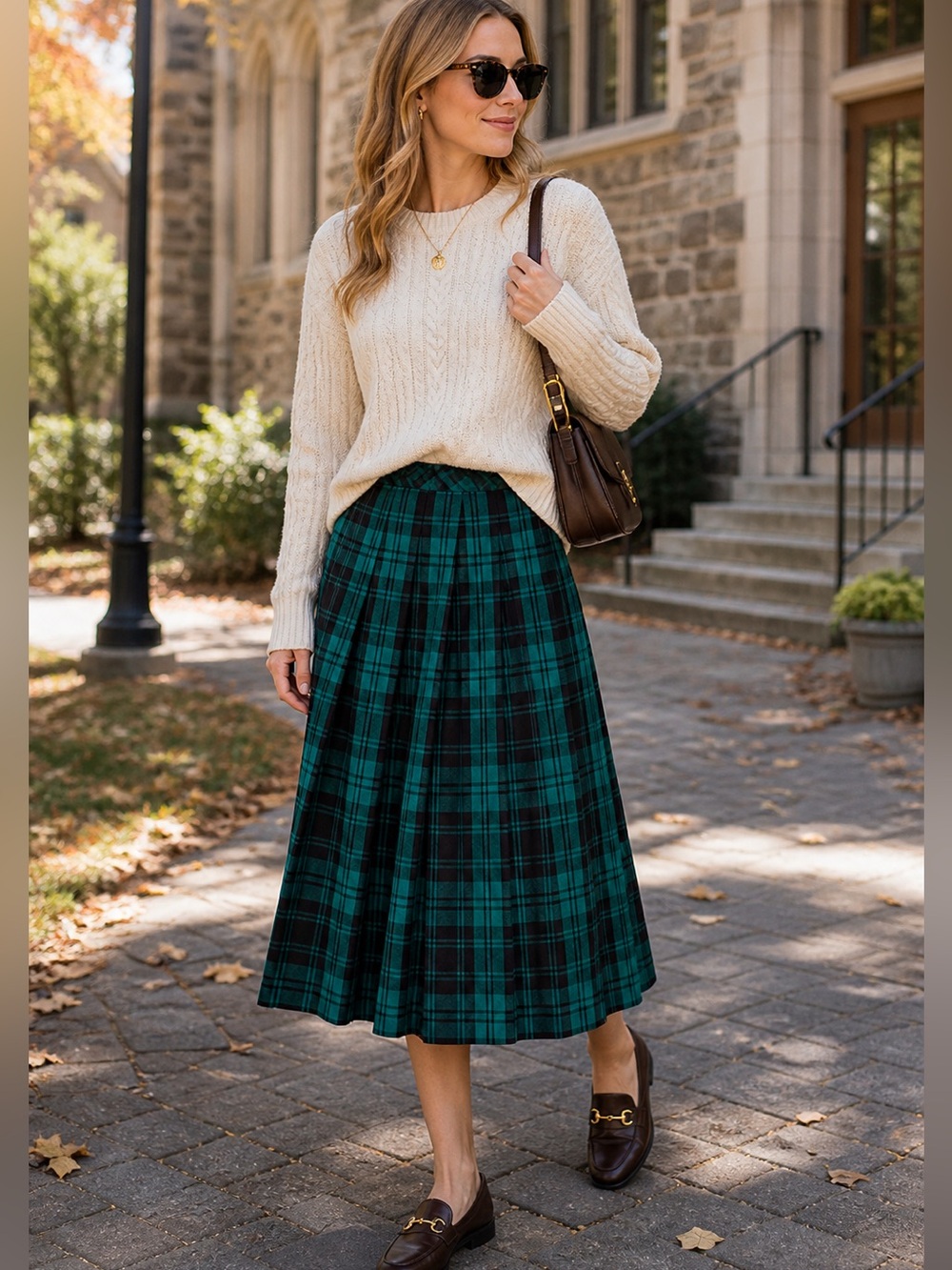 Vintage Pendleton Plaid Pleated Wool Skirt Preppy Dark Academia Size 12